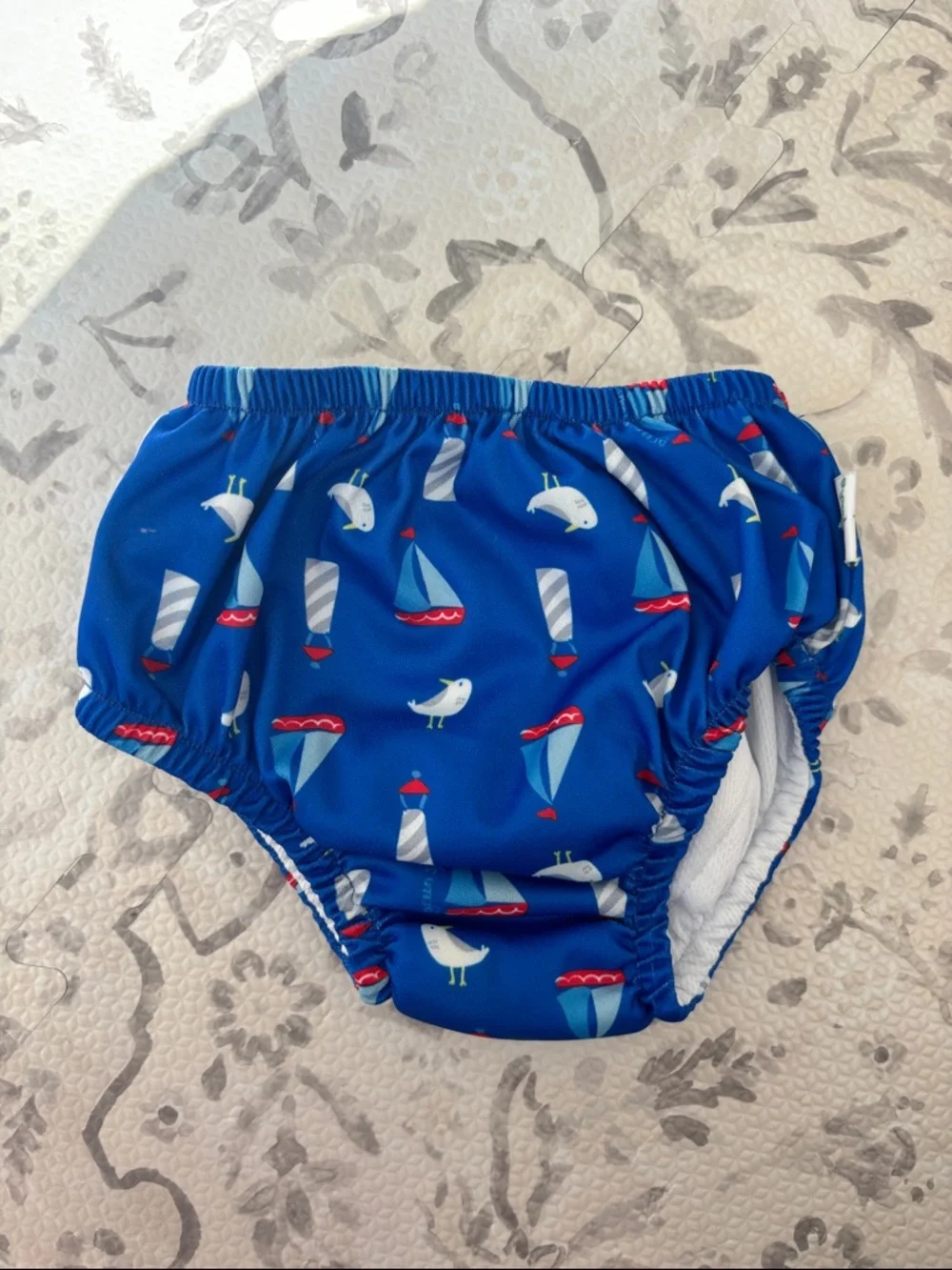 Navy Blue Nautical Print Swim Diaper
